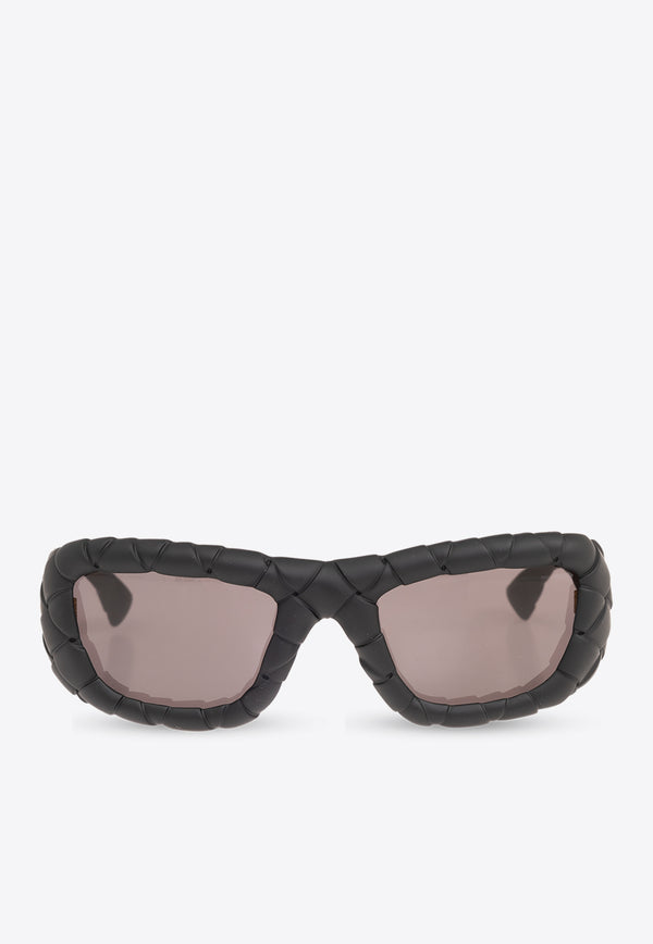 Bottega Veneta Intrecciato Rectangular Sunglasses Gray 779523 VBL80-1049