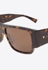Bottega Veneta Upside-Down Logo Rectangular Sunglasses Brown 779514 V2Q30-2819
