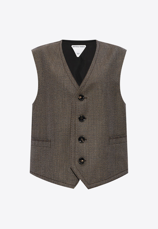 Bottega Veneta Classic Houndstooth Wool Vest Gray 780026 V3PI0-1176
