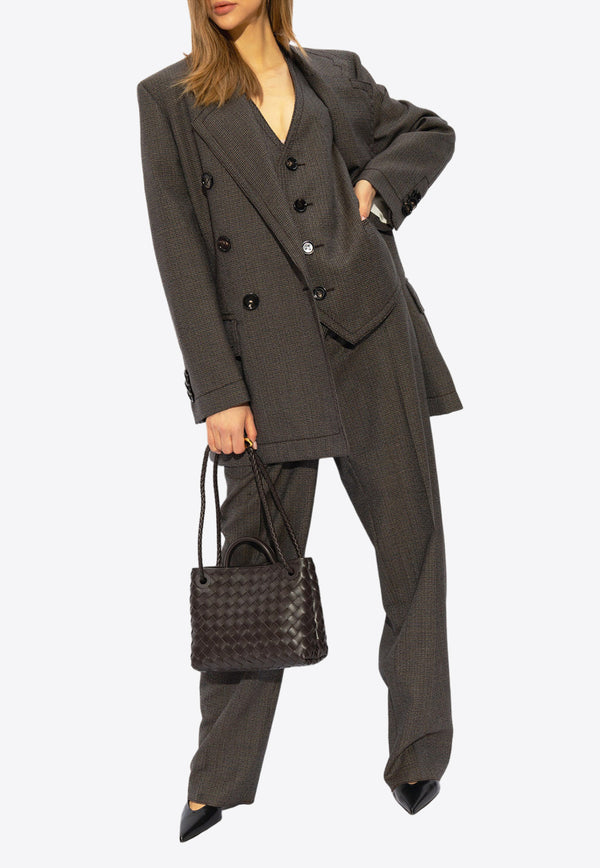 Bottega Veneta Classic Houndstooth Wool Vest Gray 780026 V3PI0-1176