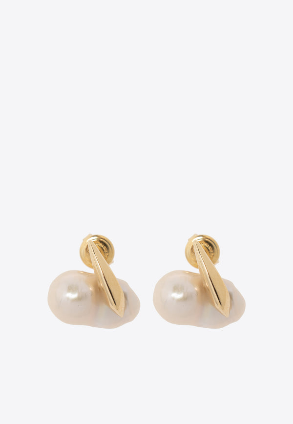 Bottega Veneta Small Baroque Pearl Earrings White 786341 V721A-9000