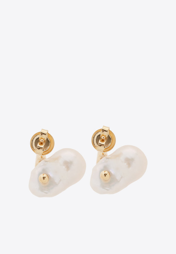Bottega Veneta Small Baroque Pearl Earrings White 786341 V721A-9000