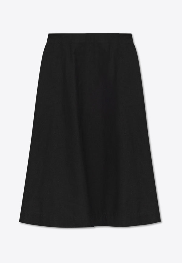 Bottega Veneta High-Waist Midi Flared Skirt Black 792261 V2BL0-1000