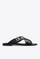 Dolce & Gabbana DG Light Calfskin Sandals Black A80440 AO602-80999