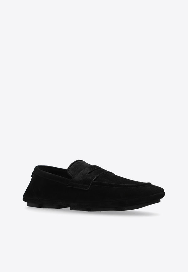 Dolce & Gabbana DG Logo Suede Loafers Black A50599 AS707-80999