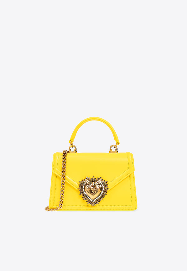 Dolce & Gabbana Small Devotion Leather Top Handle Bag Yellow BB6711 AV893-80205