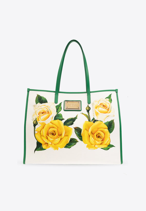 Dolce & Gabbana Large Rose Print Tote Bag White BB2274 AI236-HA3VO