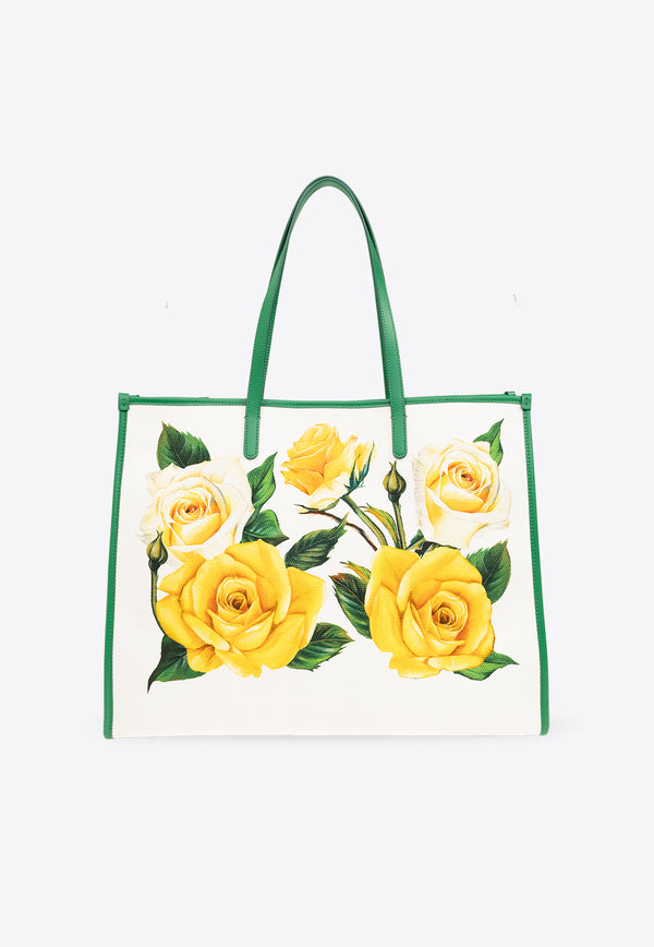 Dolce & Gabbana Large Rose Print Tote Bag White BB2274 AI236-HA3VO