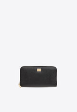 Dolce & Gabbana Zip-Around Grained Leather Wallet Black BI0473 A1001-80999