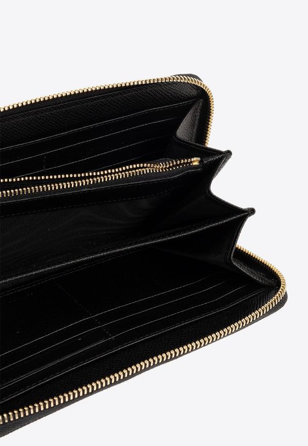 Dolce & Gabbana Zip-Around Grained Leather Wallet Black BI0473 A1001-80999