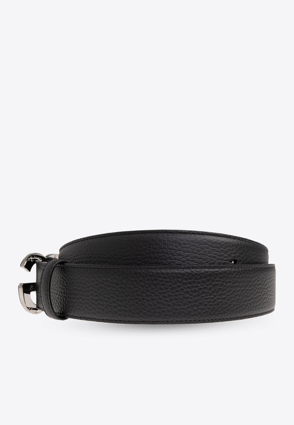 Dolce & Gabbana DG Buckle Leather Belt Black BC4675 AT489-80999