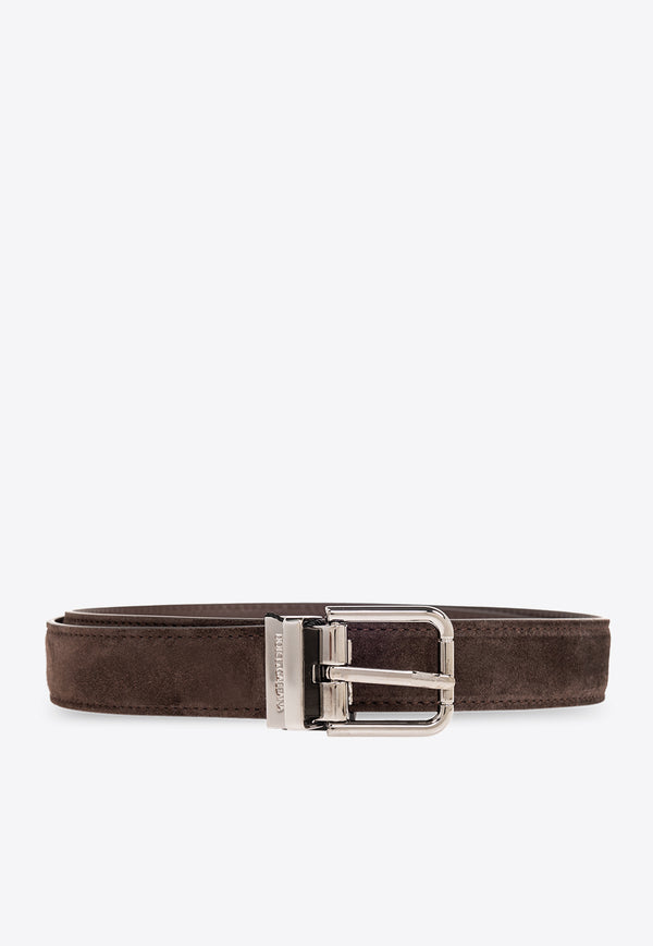 Dolce & Gabbana Square Buckle Suede Belt Brown BC4337 AT444-80081