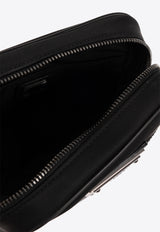 Dolce & Gabbana Logo Plaque Grained Leather Messenger Bag Black BM2302 AD447-8B956