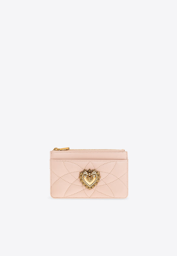 Dolce & Gabbana Medium Devotion Quilted Leather Cardholder Pink BI1261 AV967-80412