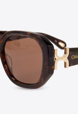 Chloé Marcie Geometric Sunglasses Brown CH0236S 0-002