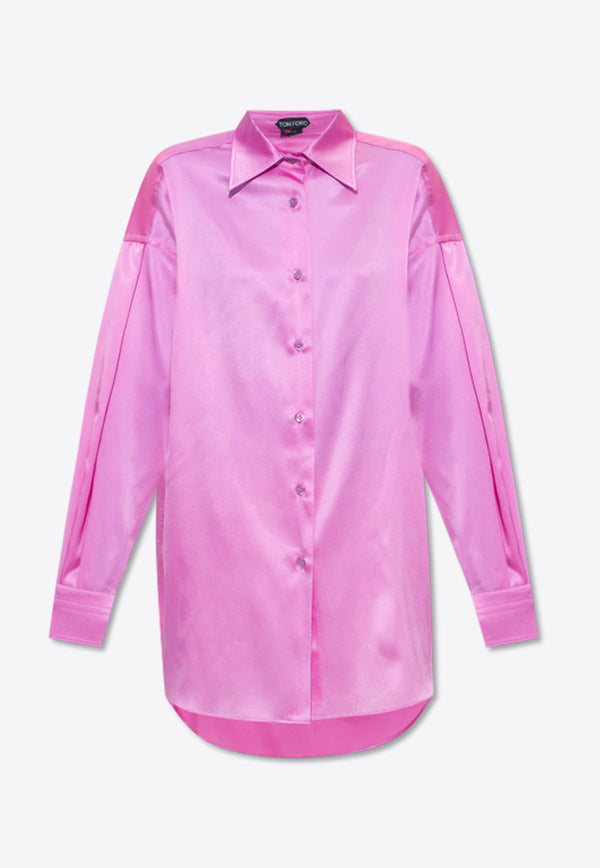 Tom Ford Long-Sleeved Silk Shirt Pink CA3211 FAX881-GV463