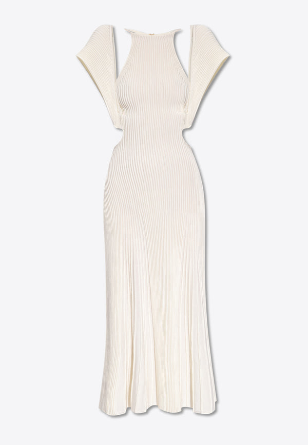 Chloé Ribbed Cut-Out Wool Midi Dress CHC24UMR01 520-107