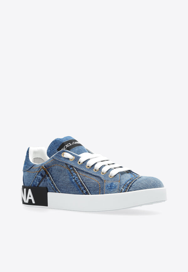 Dolce & Gabbana Portofino Logo  Denim Sneakers Blue CK1544 AD481-80650