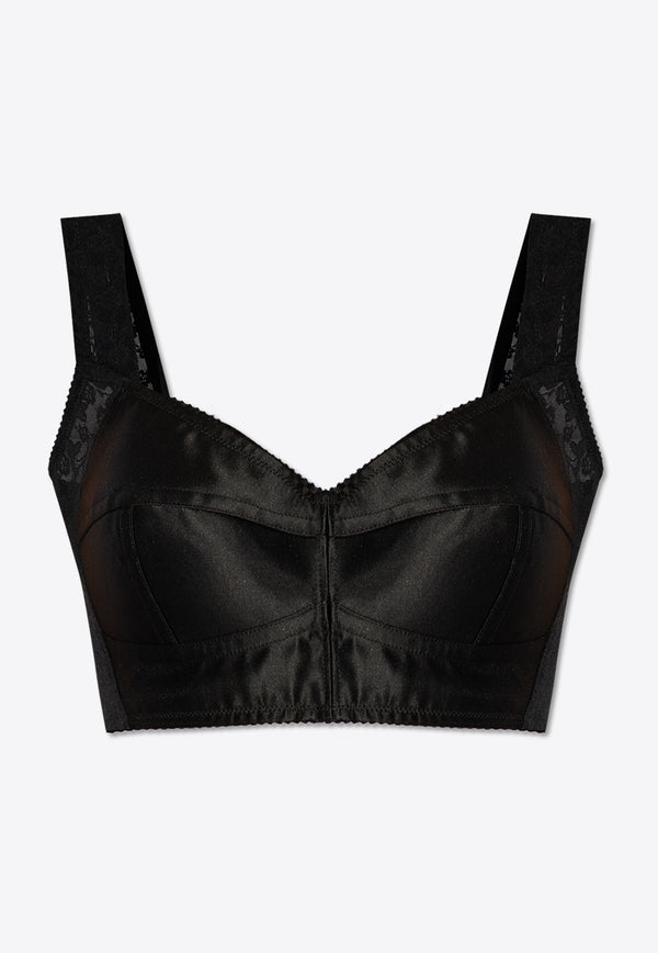 Dolce & Gabbana, NOOS, VTK, Women, Clothing, Tops, Cropped Tops, Sleeveless Tops Lace-Trimmed Corset Top Black F7Y28T G9921-N0000