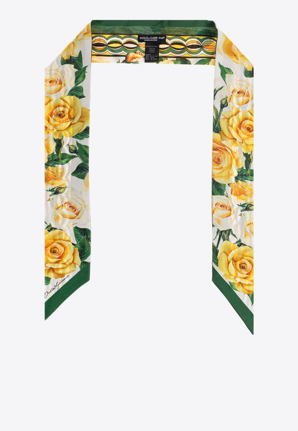 Dolce & Gabbana, NOOS, VTK, Women, Accessories, Scarves and Wraps Rose Print Silk Headscarf Multicolor FS215A GDB4P-HD3VO