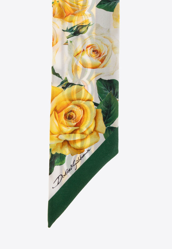 Dolce & Gabbana, NOOS, VTK, Women, Accessories, Scarves and Wraps Rose Print Silk Headscarf Multicolor FS215A GDB4P-HD3VO