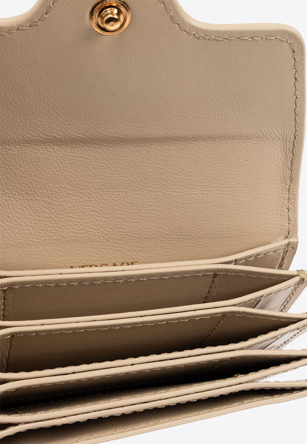 Versace La Medusa Croc-Embossed Leather Cardholder Beige DP3I059 1A08724-1KD4V