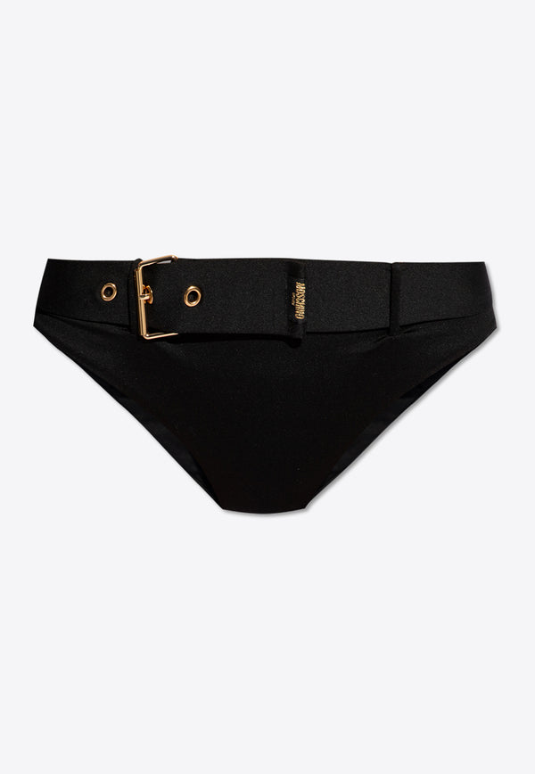 Moschino Belted Bikini Bottoms Black DÓŁ 241V2 A5982 9503-0555