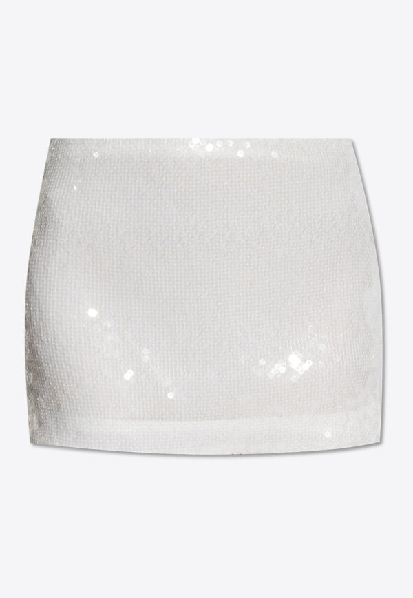 Dolce & Gabbana, NOOS, VTK, Women, Clothing, Skirts, A-line Skirts, Mini Skirts, Evening, Evening Skirts Sequined Mini Skirt White F4CRPT FLSEP-W4335