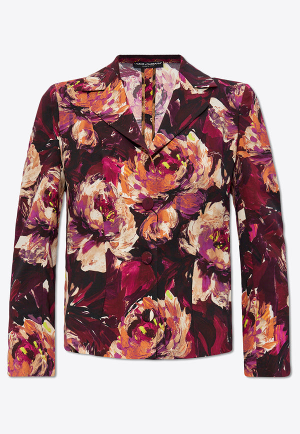 Dolce & Gabbana, NOOS, VTK, Women, Clothing, Jackets, Blazers, Tailored and Fitted Jackets, pattern: Floral Peony Print Single-Breasted Blazer Multicolor F26S5T FSIBD-HR4YC
