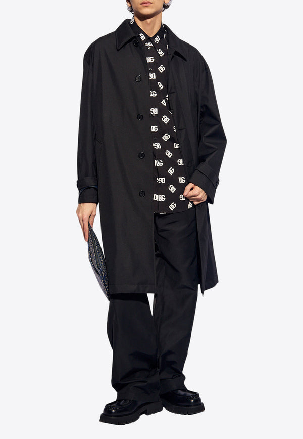 Dolce & Gabbana, NOOS, VTK, Men, Clothing, Coats, Long Coats, Trench Coats Single-Breasted Trench Coat  Black G036CT FUSXS-N0000