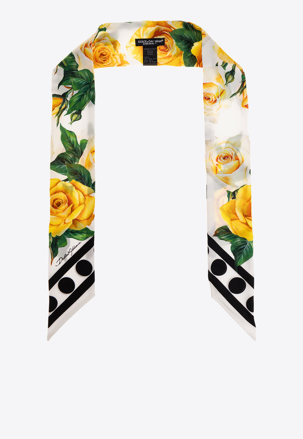 Dolce & Gabbana, NOOS, VTK, Women, Accessories, Scarves and Wraps Rose Print Silk Headscarf Multicolor FS215A GDAWY-HA3VO