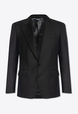 Dolce & Gabbana Herringbone Single-Breasted Wool Blazer Black G2QU6T GH268-N0000
