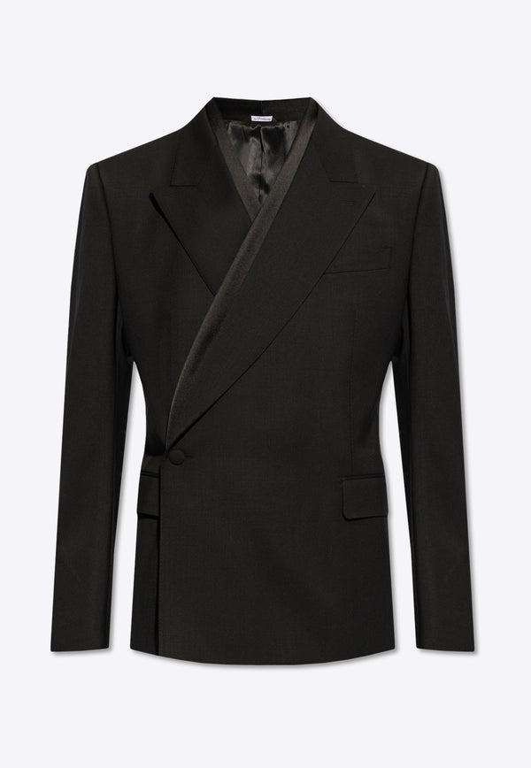 Dolce & Gabbana, NOOS, VTK, Men, Clothing, Jackets, Blazers, Tailoring, Suit Blazers Wrap design Wool-Blend Blazer Black G2RR6T FUBGC-N0000