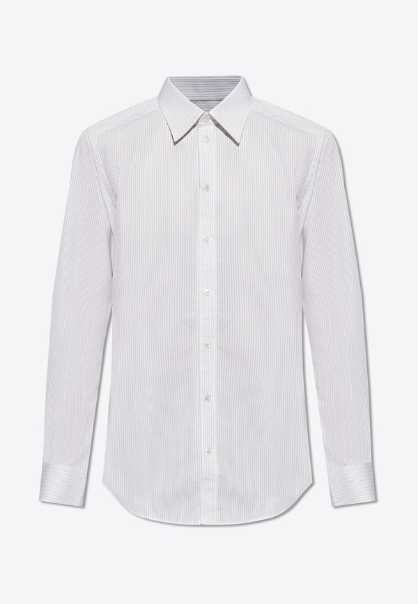 Dolce & Gabbana, NOOS, VTK, Men, Clothing, Shirts, Formal Shirts, Striped Shirts, Long-Sleeved Shirts Pinstriped Long-Sleeved Shirt White G5LP8T FR5ZF-S8051