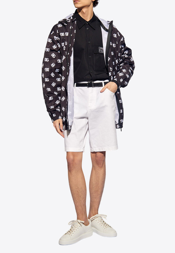 Dolce & Gabbana, NOOS, VTK, Men, Clothing, Jackets, Lightweight Jackets, Zip-Up Jackets All-Over DG Print Windbreaker Jacket Black G9ARBT ISMBR-HNVAA