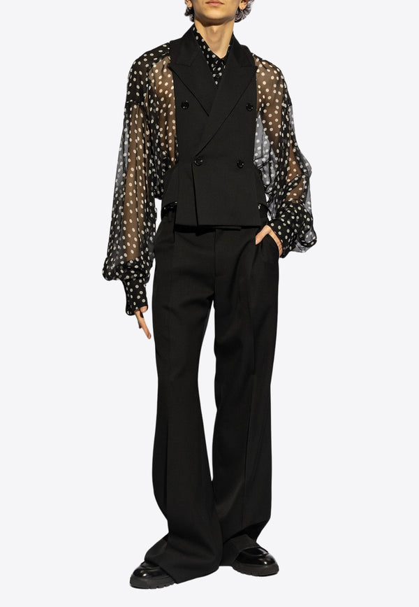 Dolce & Gabbana, NOOS, VTK, Men, Clothing, Shirts, Casual Shirts, Printed Shirts, Long-Sleeved Shirts Polka Dot Print Silk Sheer Shirt Black G5LU6T HS1KD-HNBDW