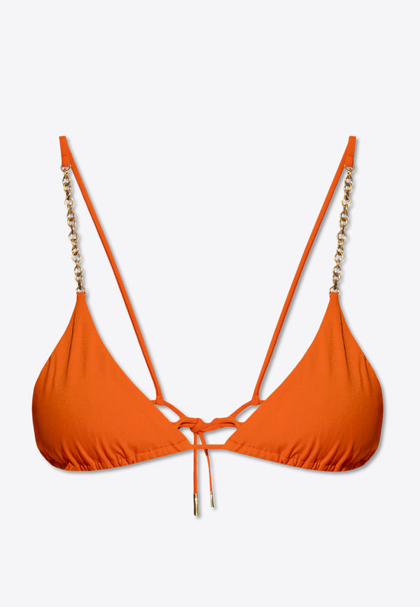Saint Laurent Chain Triangle Bikini Top Orange GÓRA 778277 Y37PG-6550