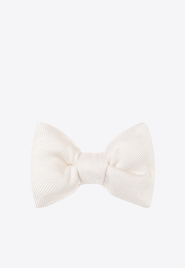 Tom Ford Textured Silk Bow Tie White SRM003 SPS41-AW001