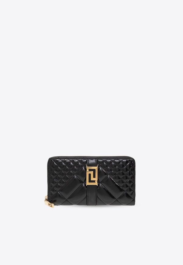 Versace Greca Goddess Long Leather Wallet Black 1007135 1A08186-1B00V
