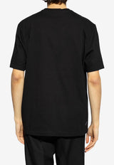 Versace Logo Embroidered Crewneck T-shirt Black 1012545 1A09028-1B000