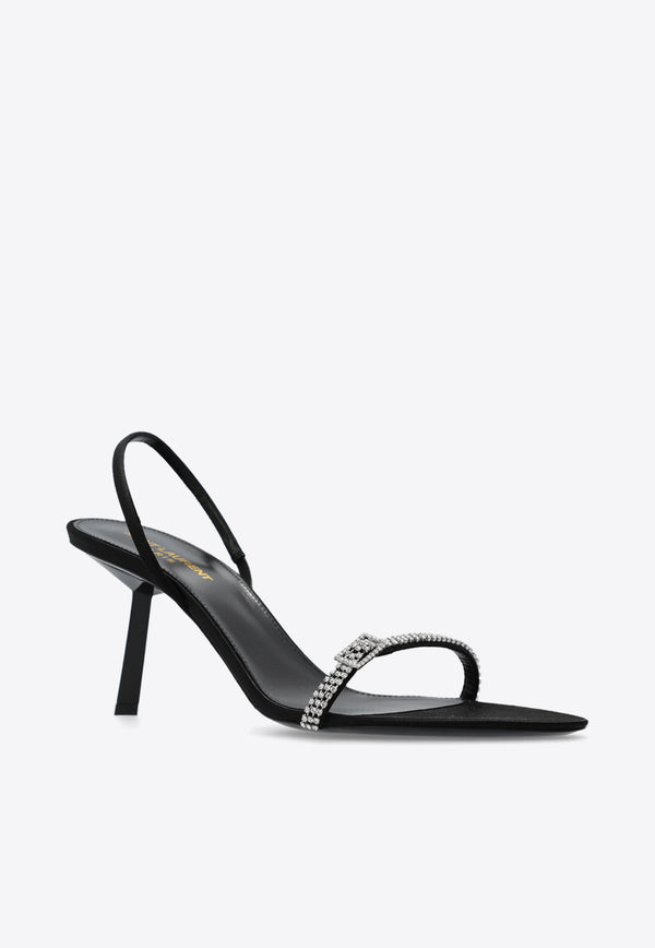 Saint Laurent Rendez-Vous 75 Stiletto Sandals Black 775158 9QNAD-1082