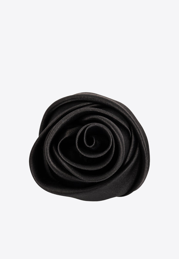 Saint Laurent Rose-Shaped Silk Brooch Black 774141 3YP17-1000