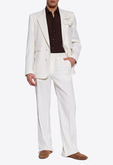 Dolce & Gabbana Single-Breasted Stretch Wool Blazer Cream G2SC9T FUBGG-W0001