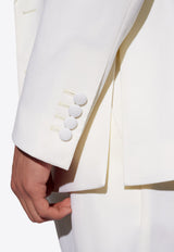 Dolce & Gabbana Single-Breasted Stretch Wool Blazer Cream G2SC9T FUBGG-W0001