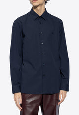 Burberry Logo Embroidered Long-Sleeved Shirt Navy Blue 8071800 A1222-NAVY