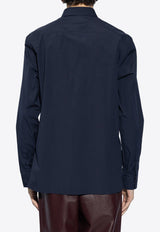 Burberry Logo Embroidered Long-Sleeved Shirt Navy Blue 8071800 A1222-NAVY