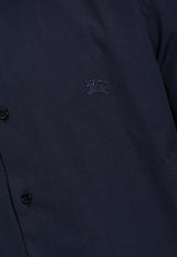 Burberry Logo Embroidered Long-Sleeved Shirt Navy Blue 8071800 A1222-NAVY
