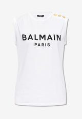 Balmain Logo Print Sleeveless T-shirt White CF1ED001 BB02-GAB