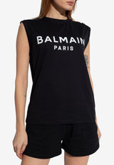 Balmain Logo Print Sleeveless T-shirt Black CF1ED001 BB02-EAB