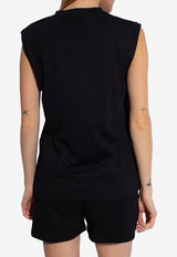 Balmain Logo Print Sleeveless T-shirt Black CF1ED001 BB02-EAB